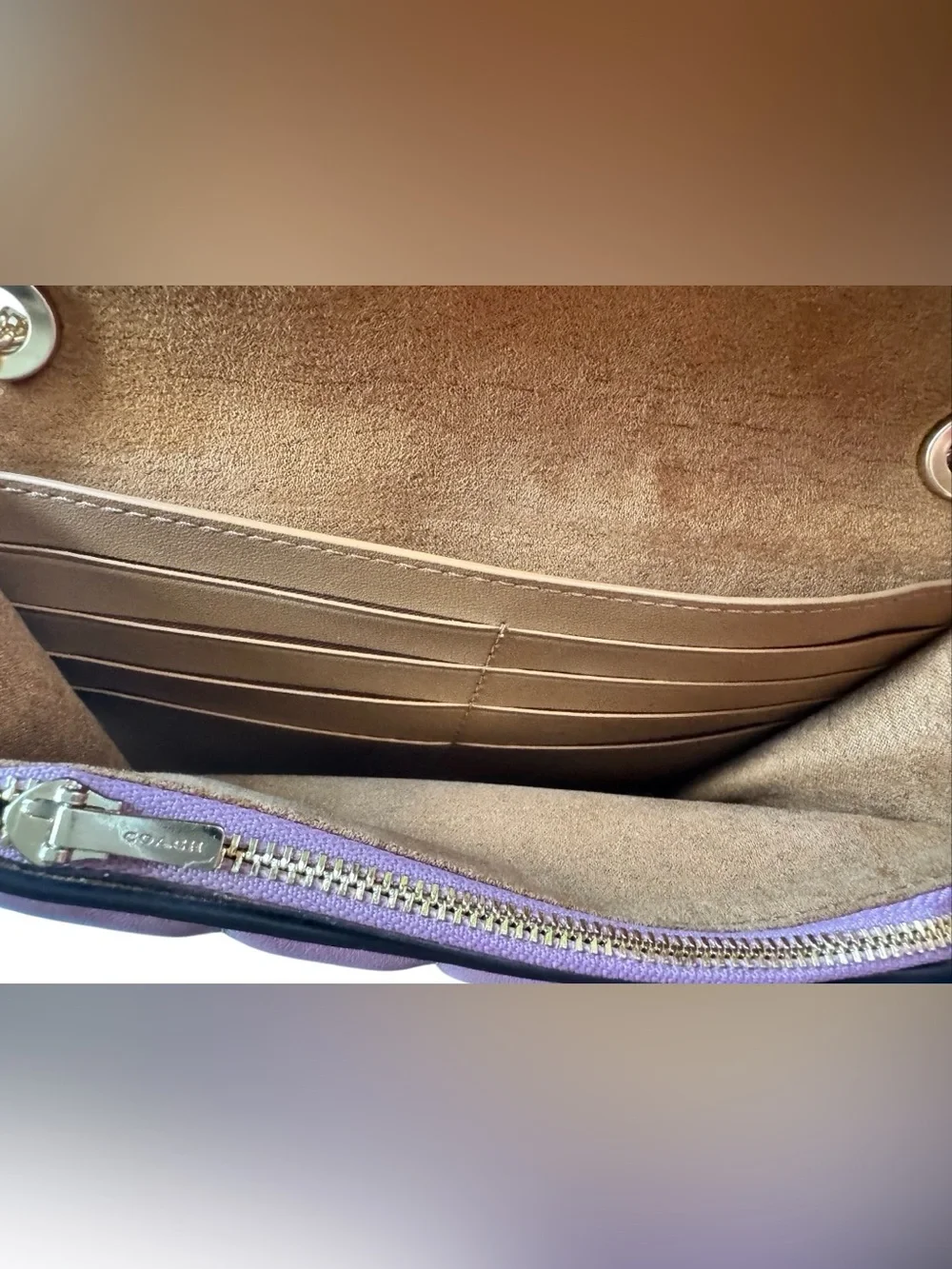 Coach Colorblock Leather Crossbody in Pink, Brown and Tan